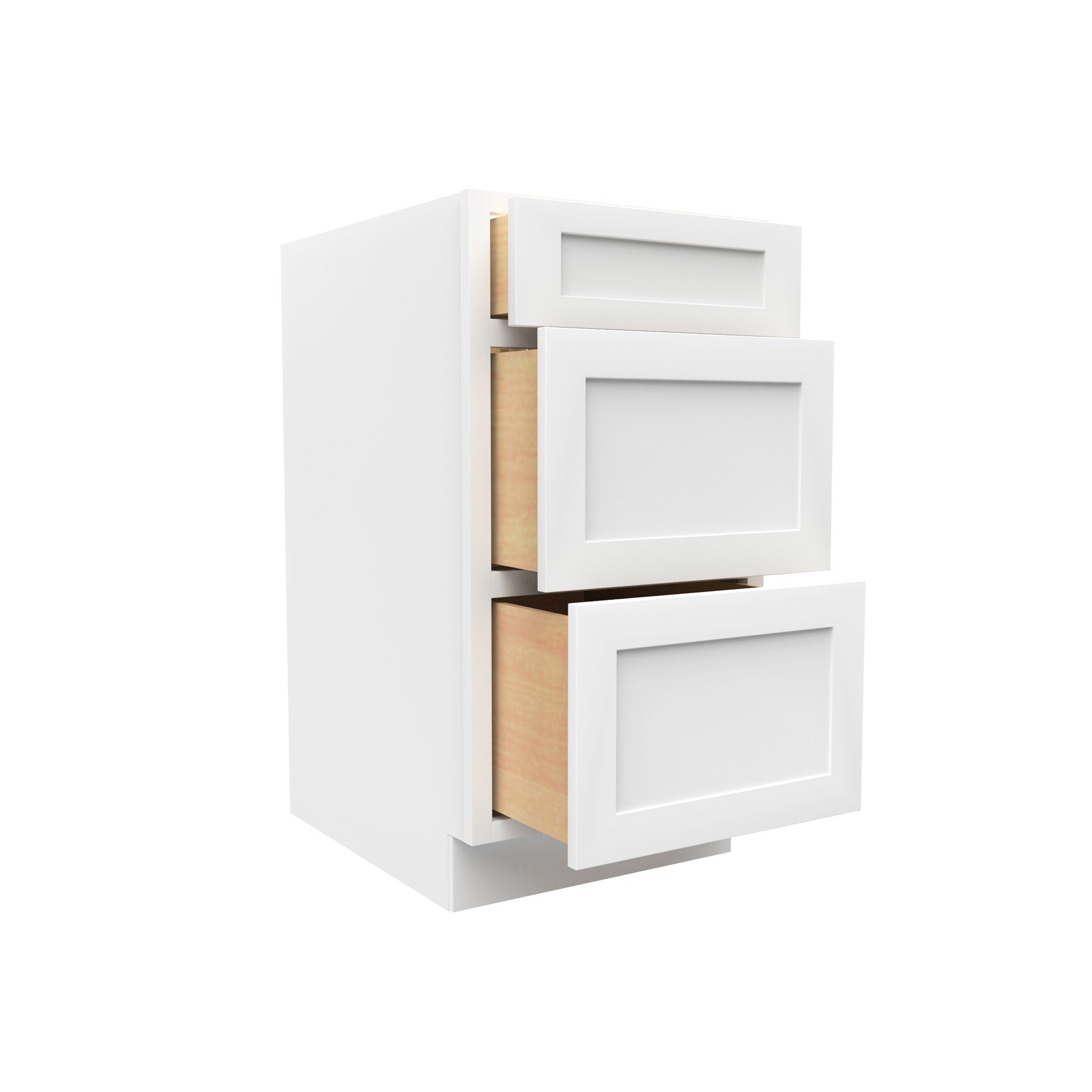 RTA - Elegant White - 3 Drawer Base Cabinet | 18"W x 34.5"H x 24"D
