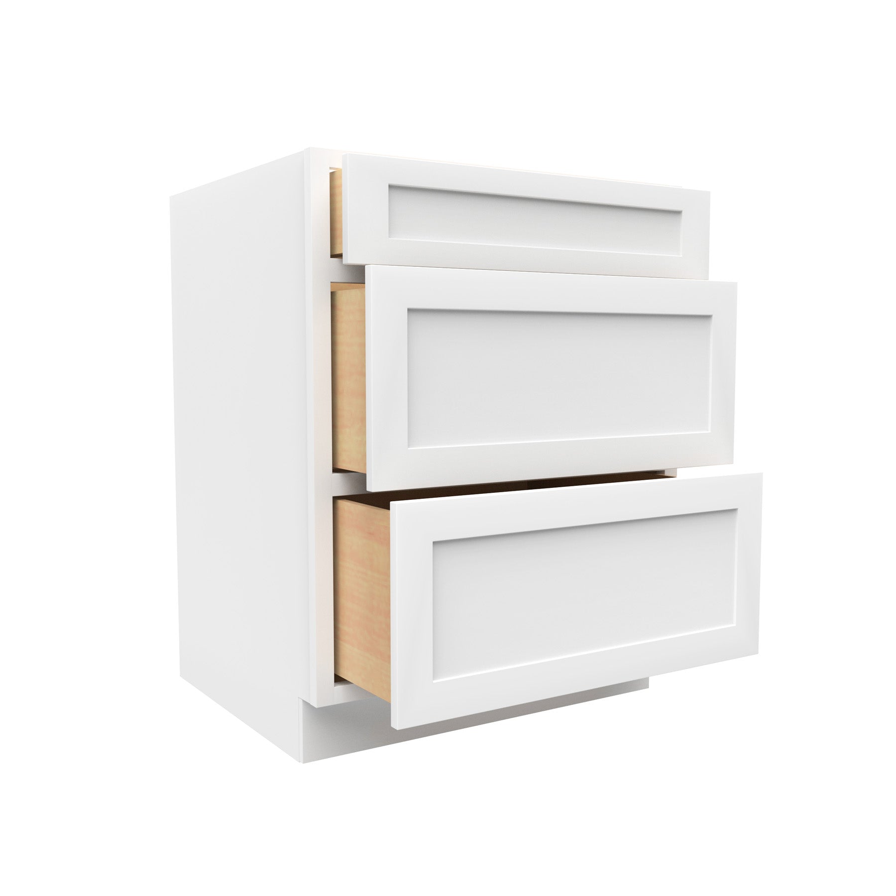 Elegant White - 3 Drawer Base Cabinet | 27"W x 34.5"H x 24"D