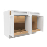 RTA - Elegant White - Double Drawer & 4 Door Base Cabinet | 48"W x 34.5"H x 24"D