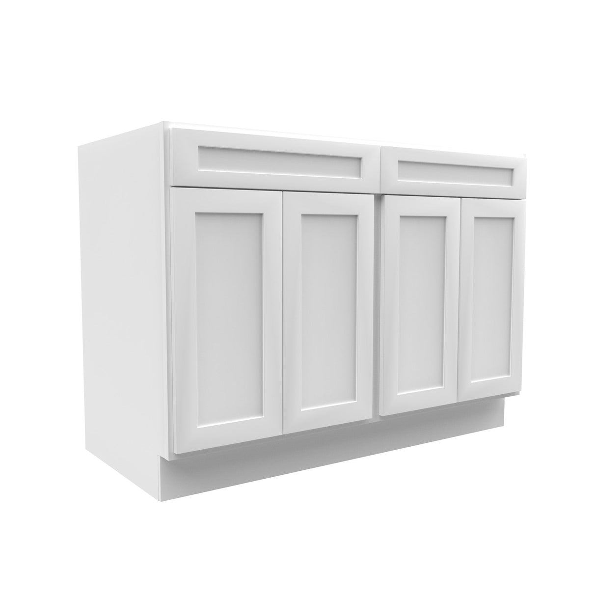 RTA - Elegant White - Double Drawer & 4 Door Base Cabinet | 48"W x 34.5"H x 24"D