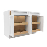 RTA - Elegant White - Double Drawer & 4 Door Base Cabinet | 48"W x 34.5"H x 24"D