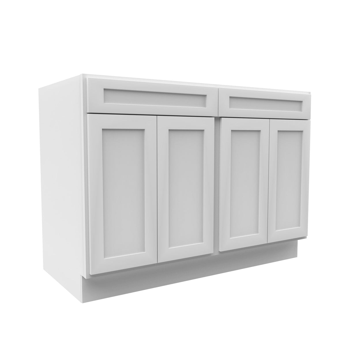 RTA - Elegant White - Double Drawer & 4 Door Base Cabinet | 48"W x 34.5"H x 24"D