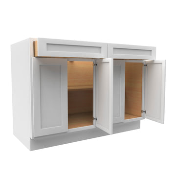 Elegant White - 2 Drawer 4 Door Base Cabinet | 48"W x 34.5"H x 24"D