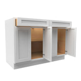 RTA - Elegant White - Double Drawer & 4 Door Base Cabinet | 48"W x 34.5"H x 24"D