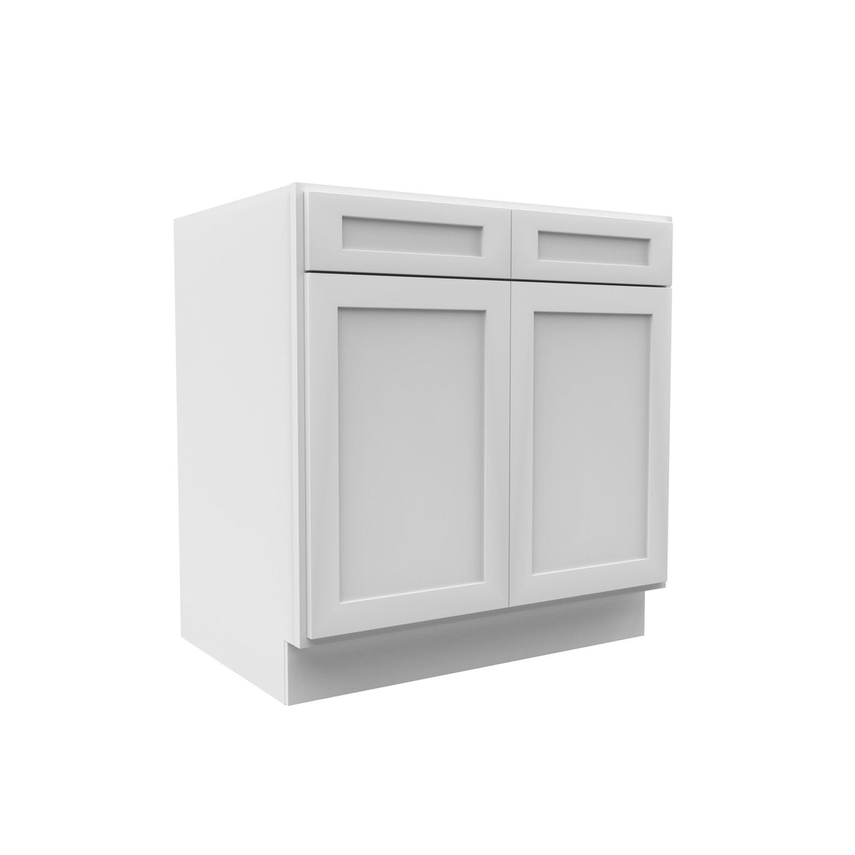 RTA - Elegant White - Double Drawer & Door Base Cabinet | 33"W x 34.5"H x 24"D