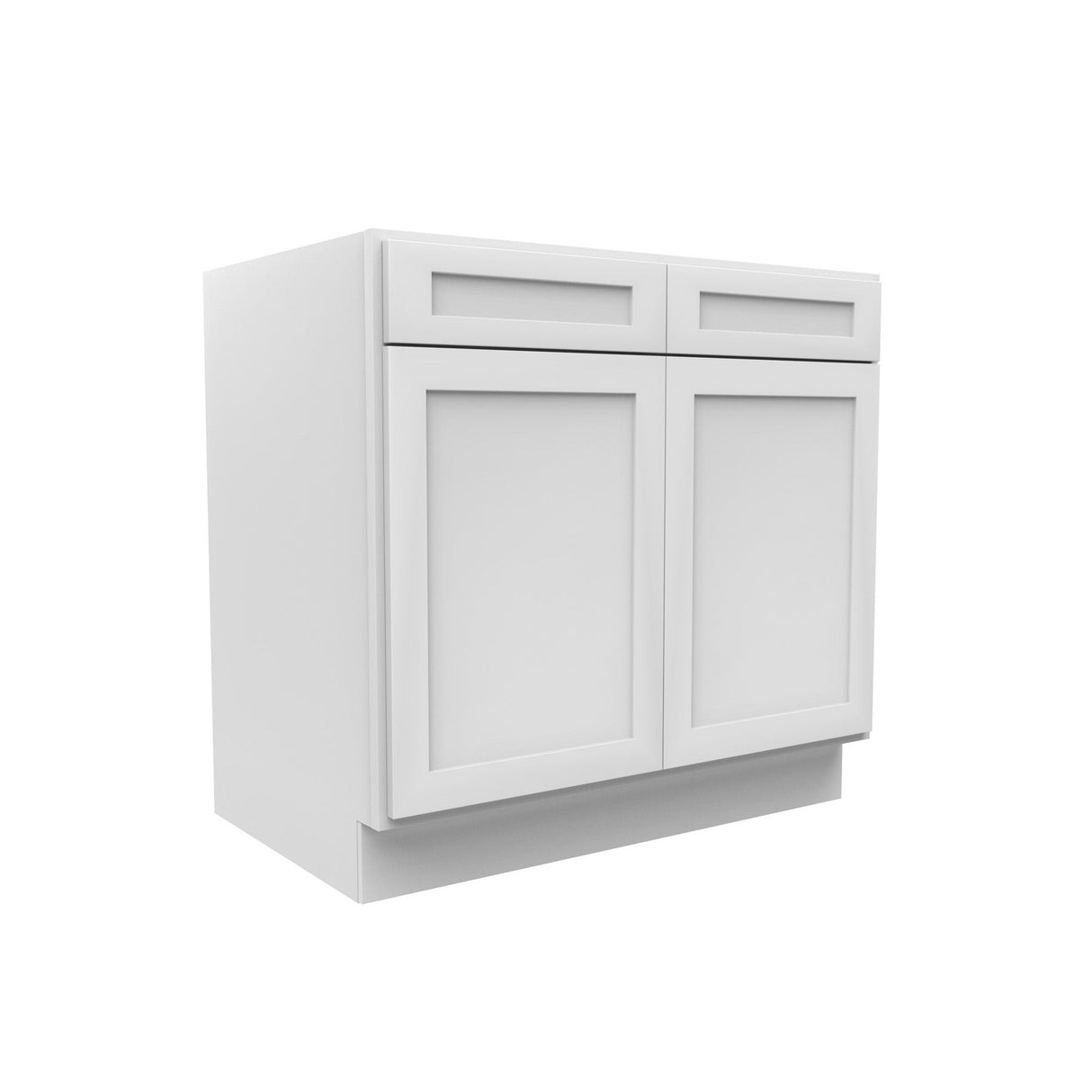 RTA - Elegant White - Double Drawer & Door Base Cabinet | 36"W x 34.5"H x 24"D