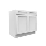 RTA - Elegant White - Double Drawer & Door Base Cabinet | 36"W x 34.5"H x 24"D