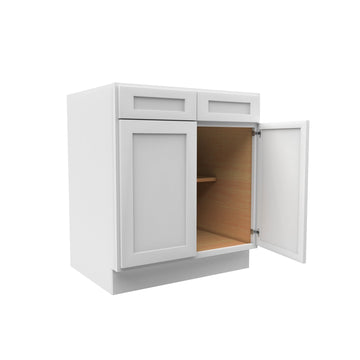 RTA - Elegant White - Double Drawer & Door Base Cabinet | 30