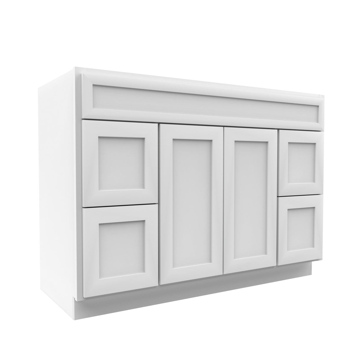 RTA - Elegant White - Double Door & Drawer Vanity Sink Base Cabinet | 48"W x 34.5"H x 21"D