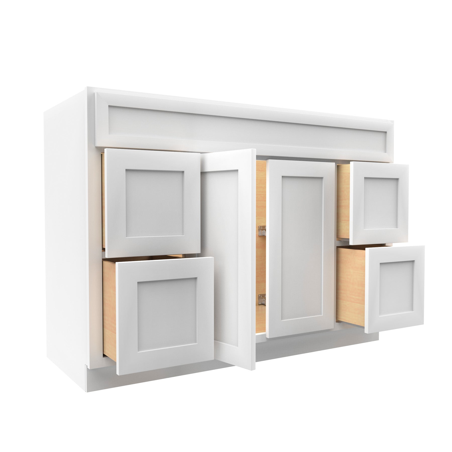 RTA - Elegant White - Double Door & Drawer Vanity Sink Base Cabinet | 48"W x 34.5"H x 21"D