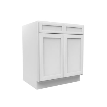 RTA - Elegant White - Double Drawer Front 2 Door Sink Base Cabinet | 30"W x 34.5"H x 24"D