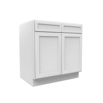 RTA - Elegant White - Double Drawer Front 2 Door Sink Base Cabinet | 33"W x 34.5"H x 24"D