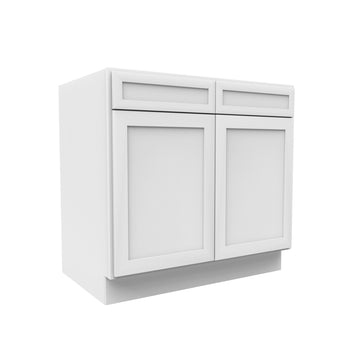 RTA - Elegant White - Double Drawer Front 2 Door Sink Base Cabinet | 36