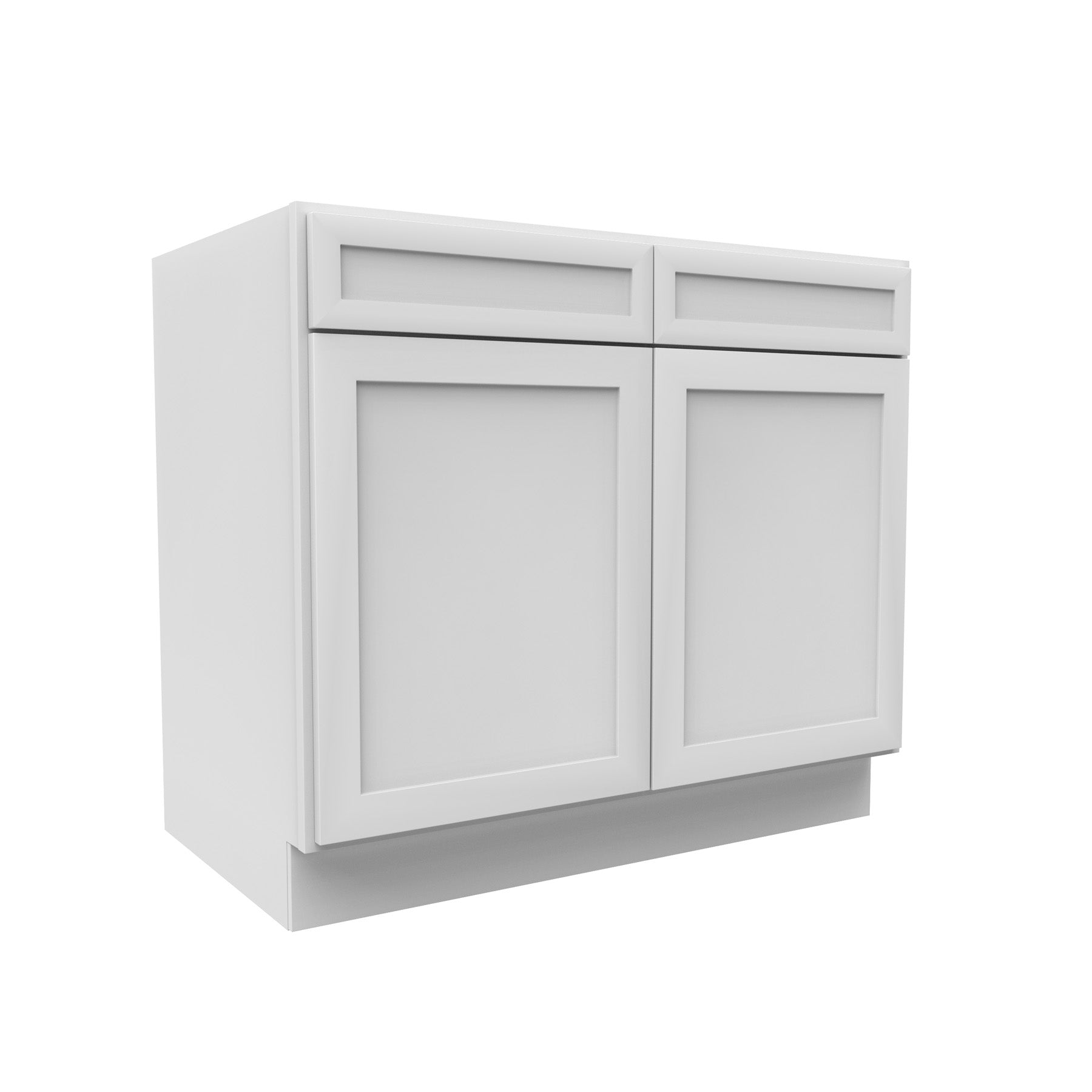 RTA - Elegant White - Double Drawer Front 2 Door Sink Base Cabinet | 39"W x 34.5"H x 24"D