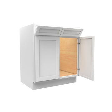 RTA - Elegant White - Double Drawer Front 2 Door Sink Base Cabinet | 30