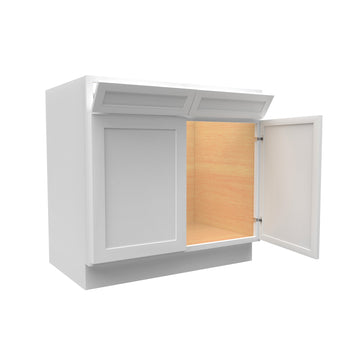 RTA - Elegant White - Double Drawer Front 2 Door Sink Base Cabinet | 36
