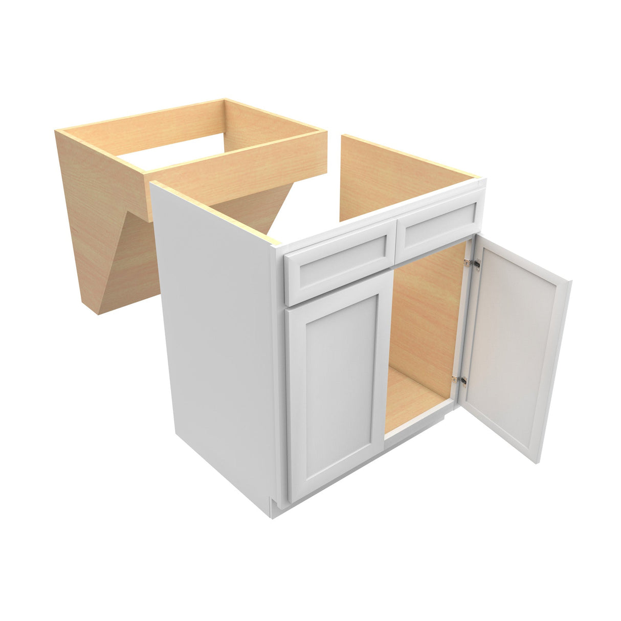 RTA - Elegant White - Double Door Handicap Removable Sink Base Cabinet | 30"W x 34.5"H x 24"D