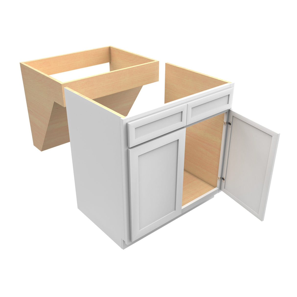 RTA - Elegant White - Double Door Handicap Removable Sink Base Cabinet | 33"W x 34.5"H x 24"D