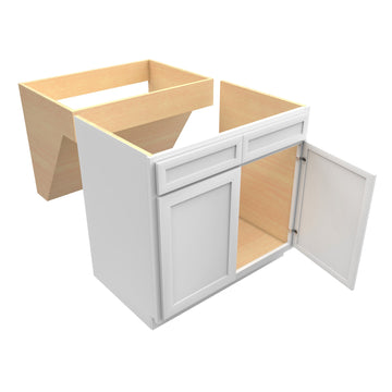 RTA - Elegant White - Double Door Handicap Removable Sink Base Cabinet | 36"W x 34.5"H x 24"D