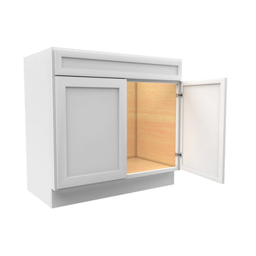 RTA - Elegant White - Double Door Vanity Sink Base Cabinet | 36"W x 34.5"H x 21"D