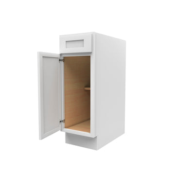 RTA - Elegant White Single Door & Drawer Base Cabinet | 12"W x 34.5"H x 24"D