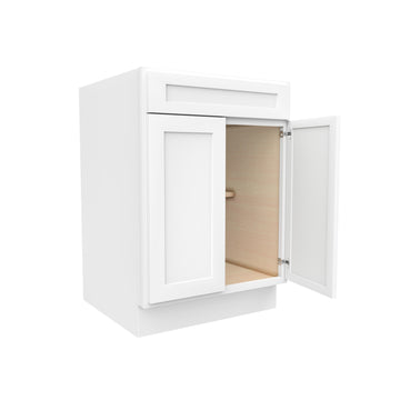 Elegant White - Double Door Base Cabinet | 24"W x 34.5"H x 24"D