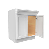 RTA - Elegant White - Single Drawer Front 2 Door Sink Base Cabinet | 27"W x 34.5"H x 24"D