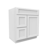 RTA - Fashion White - 1 Door 2 Drawer Vanity Sink Base Cabinet | 30"W x 34.5"H x 21"D