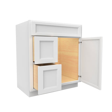 Fashion White - 1 Door 2 Drawer Vanity Sink Base Cabinet | 30"W x 34.5"H x 21"D