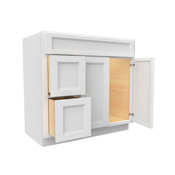 RTA - Fashion White - 2 Door 2 Drawer Vanity Sink Base Cabinet | 36"W x 34.5"H x 21"D