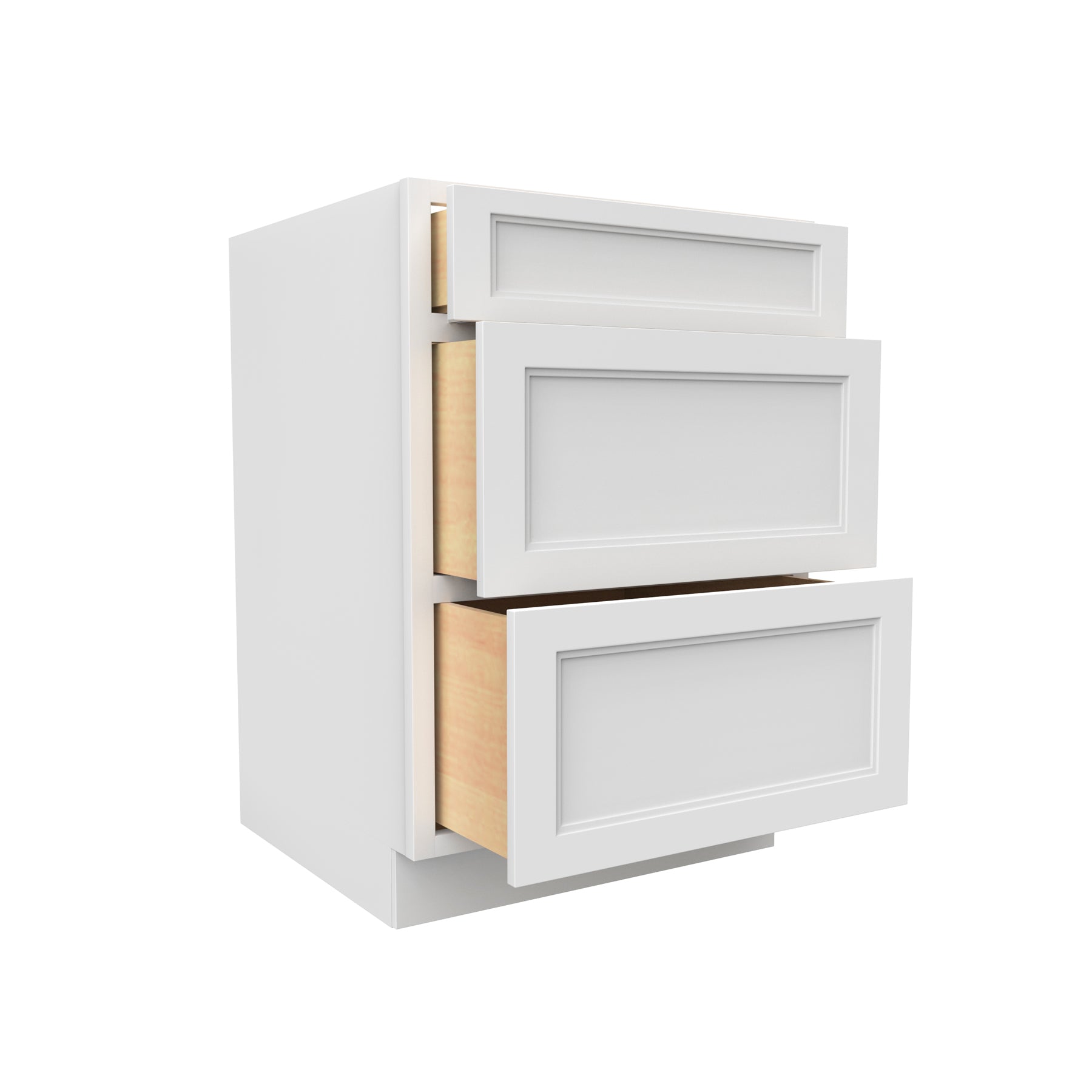 Fashion White - 3 Drawer Base Cabinet | 24"W x 34.5"H x 24"D