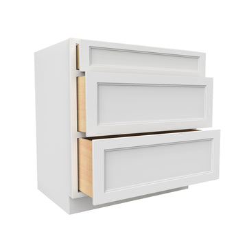 RTA - Fashion White - 3 Drawer Base Cabinet | 33"W x 34.5"H x 24"D