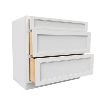 Fashion White - 3 Drawer Base Cabinet | 36"W x 34.5"H x 24"D