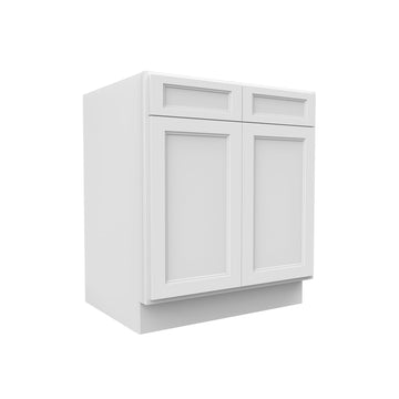 RTA - Fashion White - Double Drawer Front 2 Door Sink Base Cabinet | 30"W x 34.5"H x 24"D