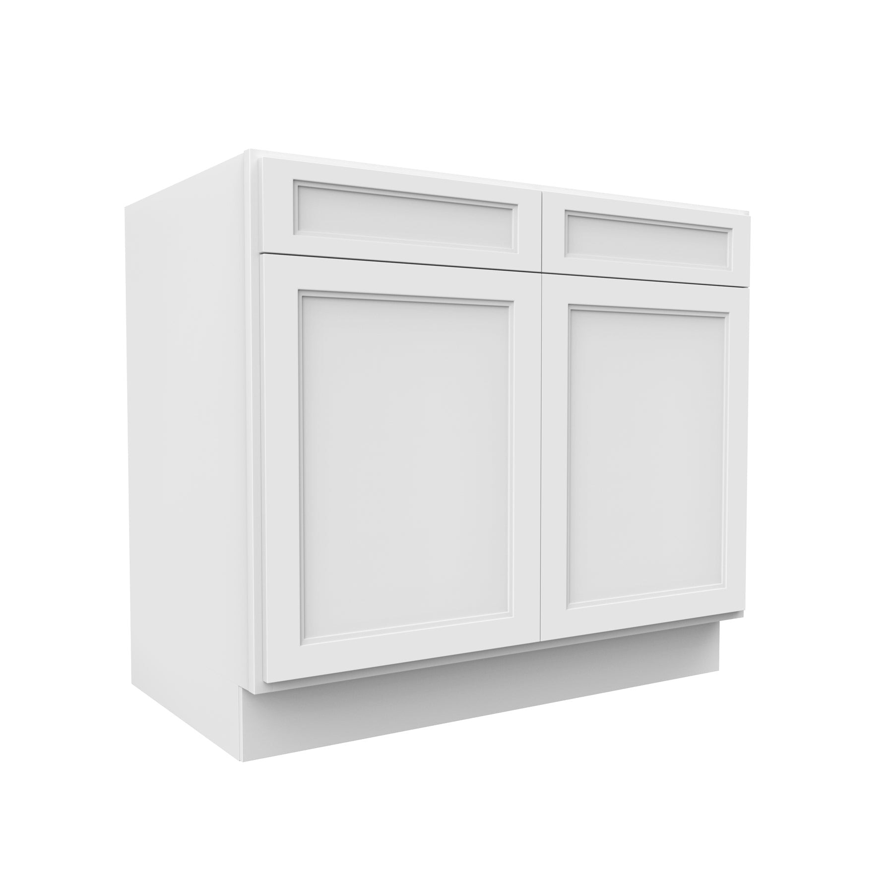 RTA - Fashion White - Double Drawer Front 2 Door Sink Base Cabinet | 39"W x 34.5"H x 24"D