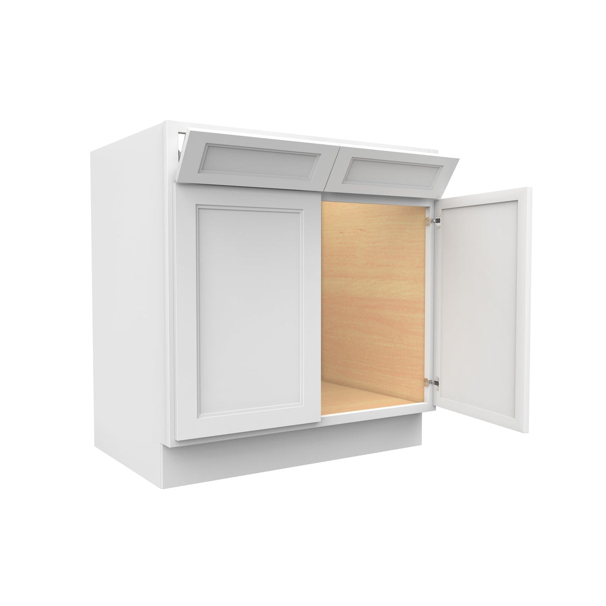RTA - Fashion White - Double Drawer Front 2 Door Sink Base Cabinet | 33"W x 34.5"H x 24"D