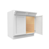 RTA - Fashion White - Double Drawer Front 2 Door Sink Base Cabinet | 33"W x 34.5"H x 24"D