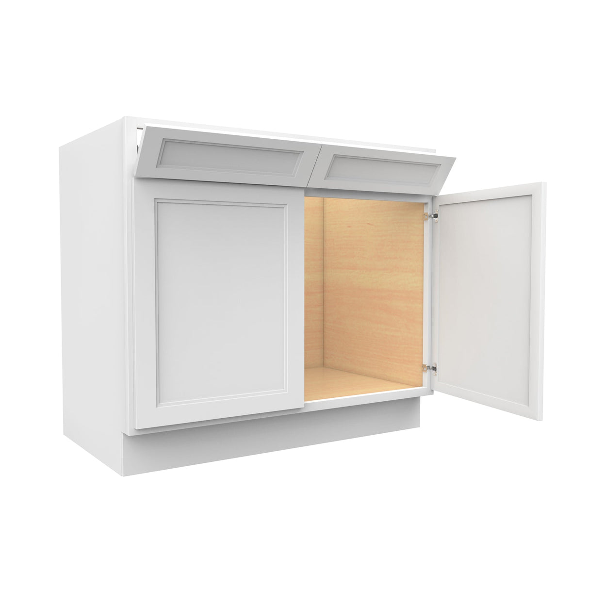 RTA - Fashion White - Double Drawer Front 2 Door Sink Base Cabinet | 39"W x 34.5"H x 24"D
