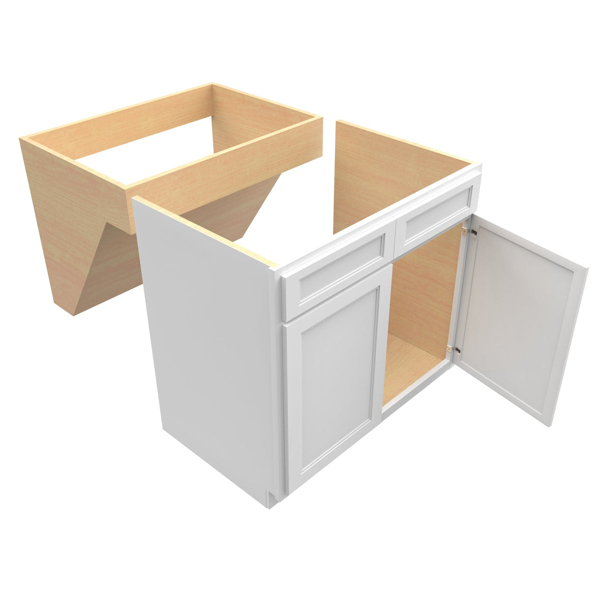 RTA - Fashion White - Double Door Handicap Removable Sink Base Cabinet | 36"W x 34.5"H x 24"D