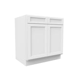 RTA - Fashion White - Double Drawer & Door Base Cabinet | 33"W x 34.5"H x 24"D