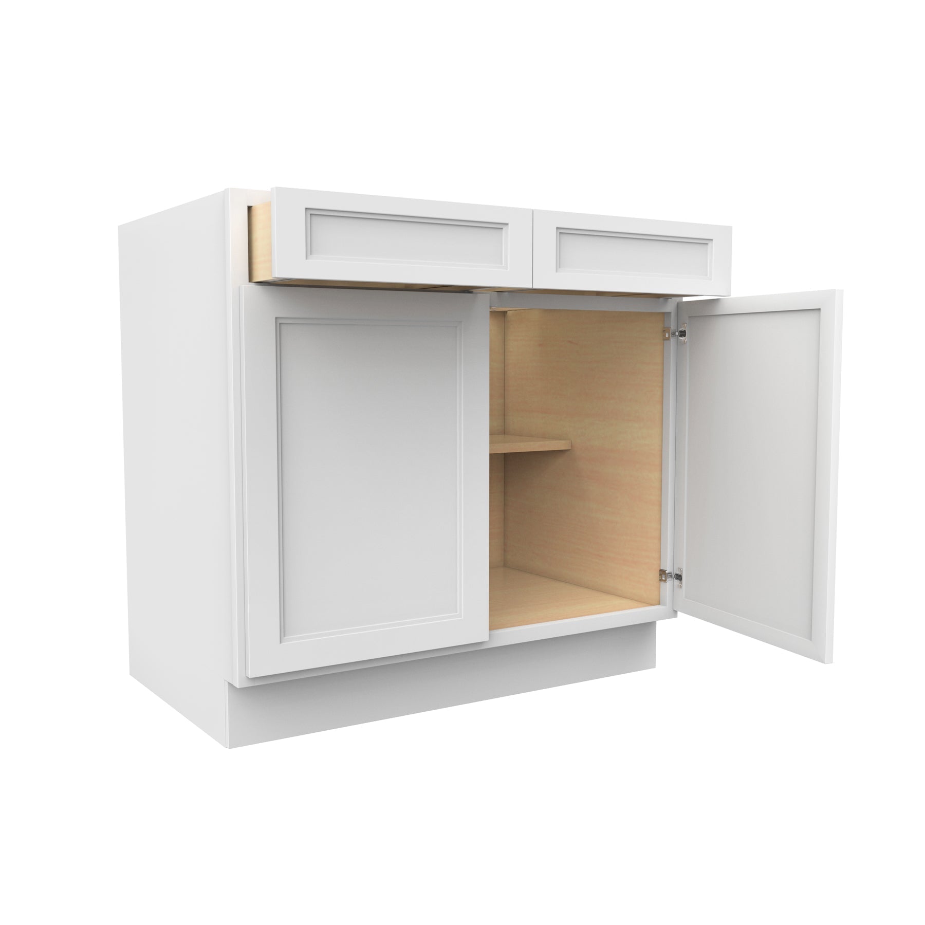 RTA - Fashion White - Double Drawer & Door Base Cabinet | 36"W x 34.5"H x 24"D