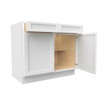 RTA - Fashion White - Double Drawer & Door Base Cabinet | 39"W x 34.5"H x 24"D
