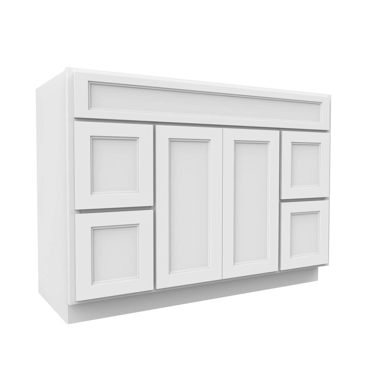 RTA - Fashion White - Double Door & Drawer Vanity Sink Base Cabinet | 48"W x 34.5"H x 21"D