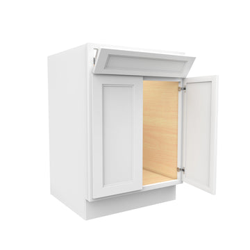 RTA - Fashion White - Single Drawer Front 2 Door Sink Base Cabinet | 24"W x 34.5"H x 24"D