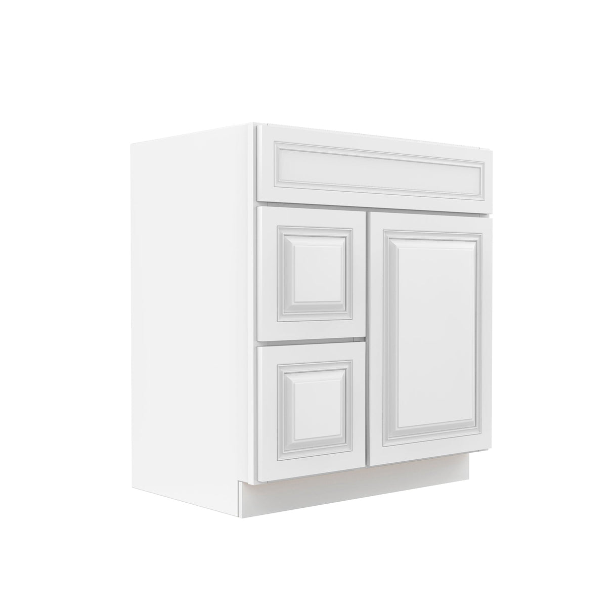 RTA - Park Avenue White - 1 Door 2 Drawer Vanity Sink Base Cabinet | 30"W x 34.5"H x 21"D
