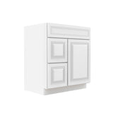 RTA - Park Avenue White - 1 Door 2 Drawer Vanity Sink Base Cabinet | 30"W x 34.5"H x 21"D