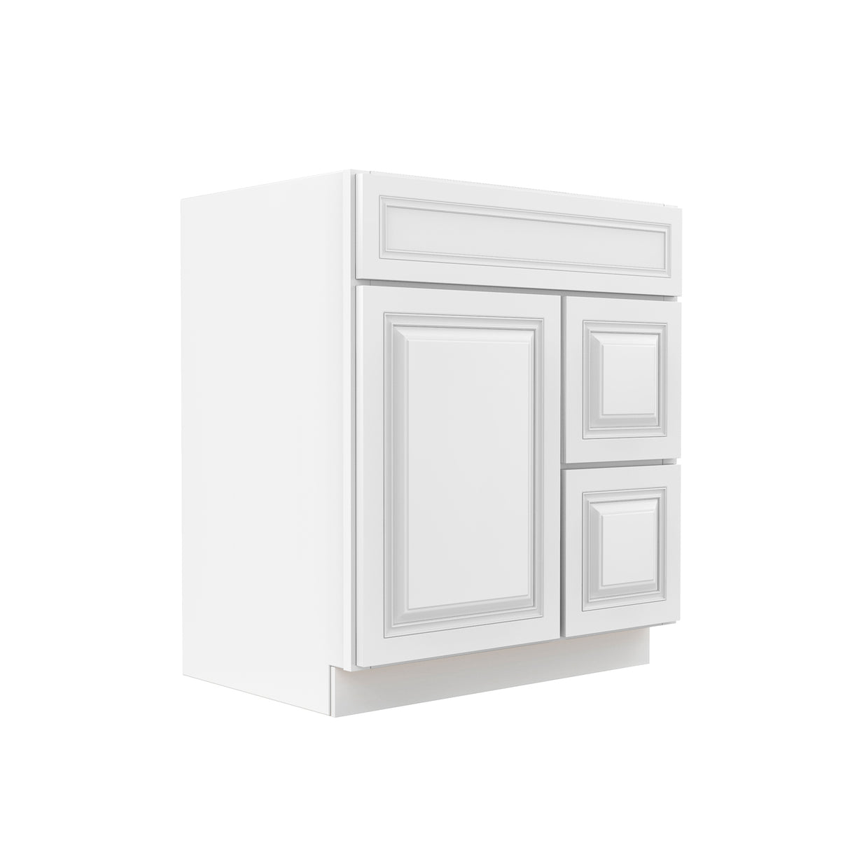 Park Avenue White - 1 Door 2 Drawer Vanity Sink Base Cabinet | 30"W x 34.5"H x 21"D