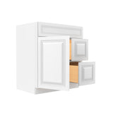 RTA - Park Avenue White - 1 Door 2 Drawer Vanity Sink Base Cabinet | 30"W x 34.5"H x 21"D