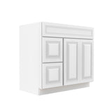 Park Avenue White - 2 Door 2 Drawer Vanity Sink Base Cabinet | 36"W x 34.5"H x 21"D