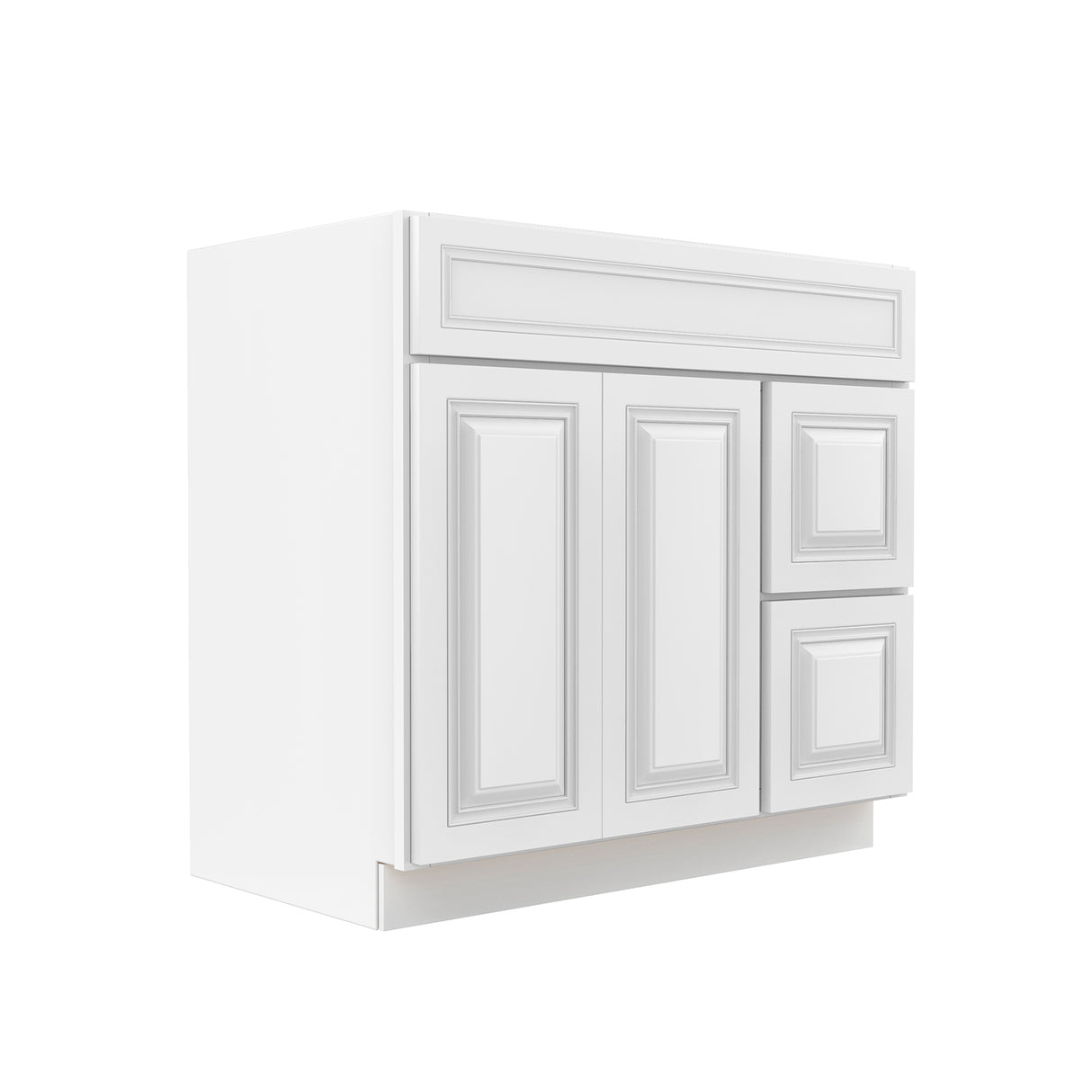 Park Avenue White - 2 Door 2 Drawer Vanity Sink Base Cabinet | 36"W x 34.5"H x 21"D